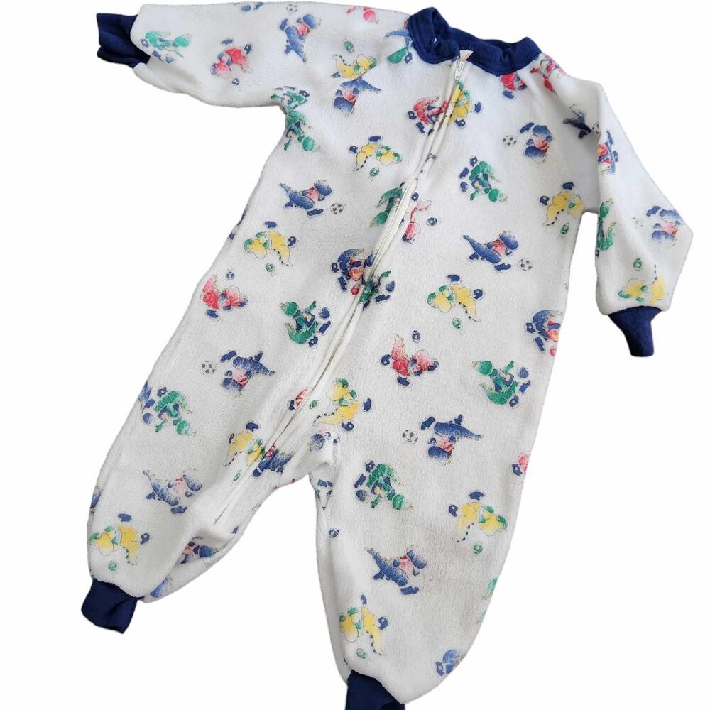 Vintage Carters 1990's Football Soccer Dinosaur One Piece Pajamas